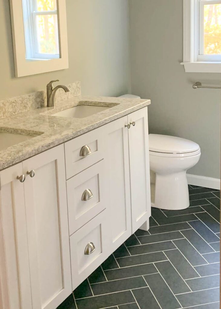 White and cream bathroom vanity