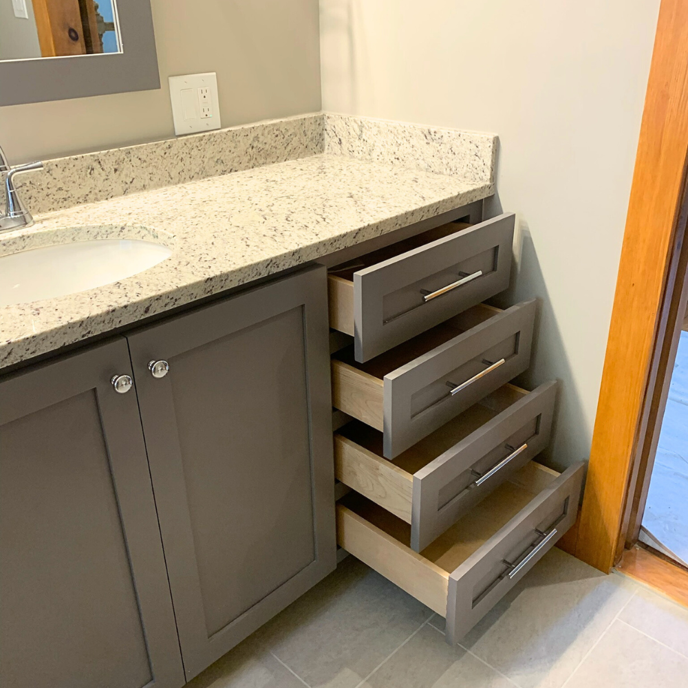 Bathroom Vanity with open drawers